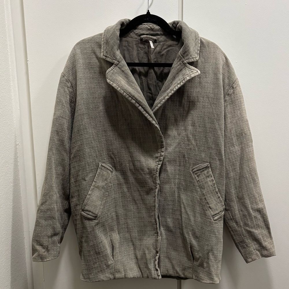 Free People Sz Small Slouchy Boyfriend Blazer Shacket Jacket Layering Casual